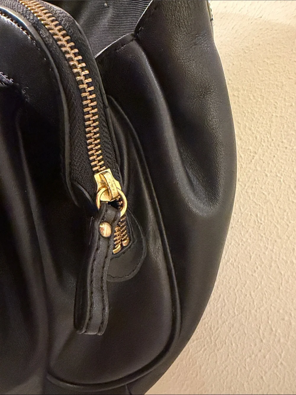 Vintage Ann Taylor Black Quilted Patent Shoulder Bag with Gold Chain Straps